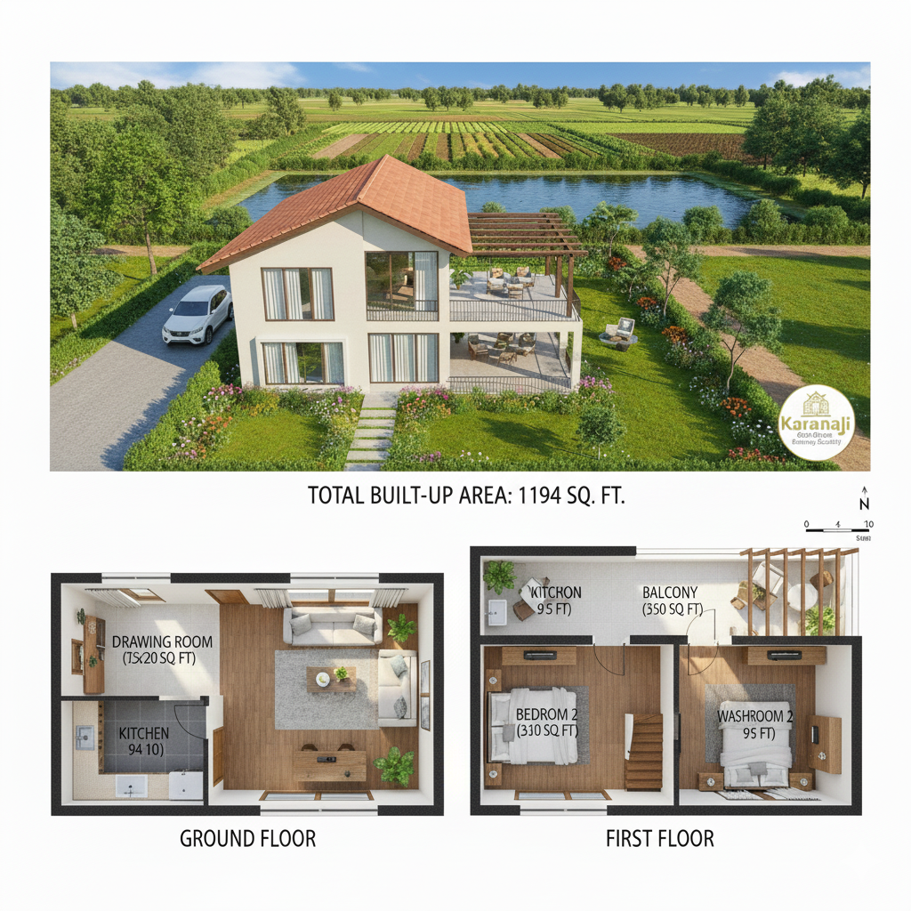 Karanjali Bungalow Outdoor and Indoor Plan